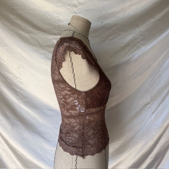 New mix classic brown lace short sleeve top - Picture 4 of 6